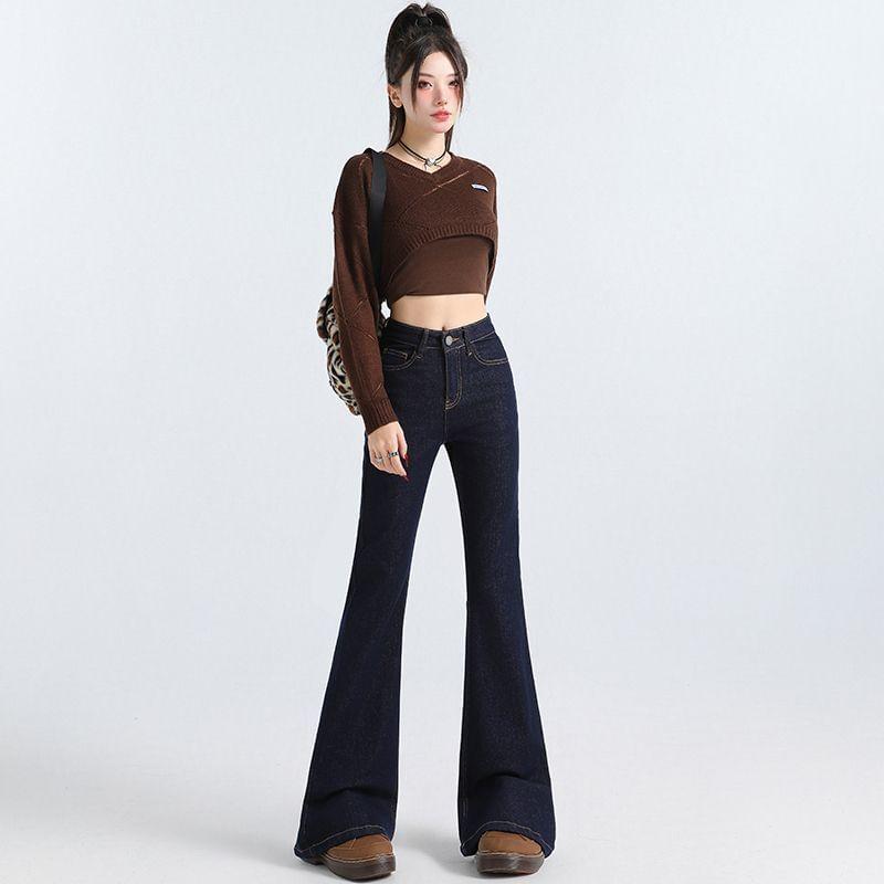 Mid Rise Unwashed Flared Jeans (Various Designs) Product Image