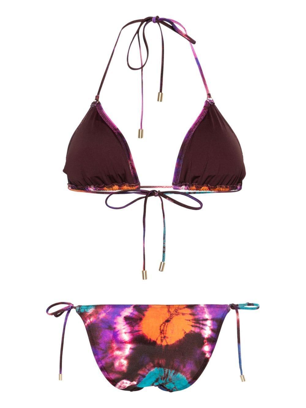 Womens Tie Dye Multi Acadian Tie-dye Triangle Bikini Set In Multicolor Product Image