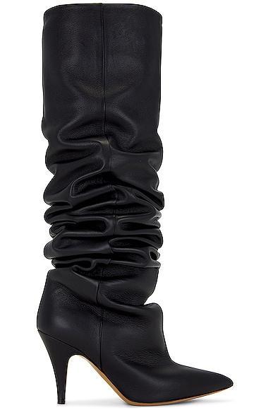 KHAITE River Knee High Boot in Black - Black. Size 36 (also in ). Product Image