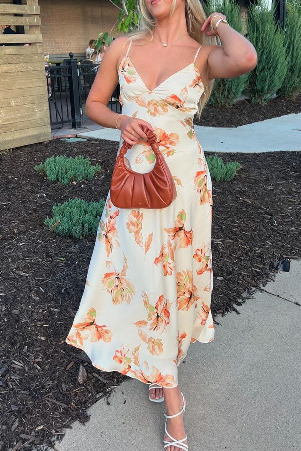 Palma Cream Floral Maxi Dress Product Image