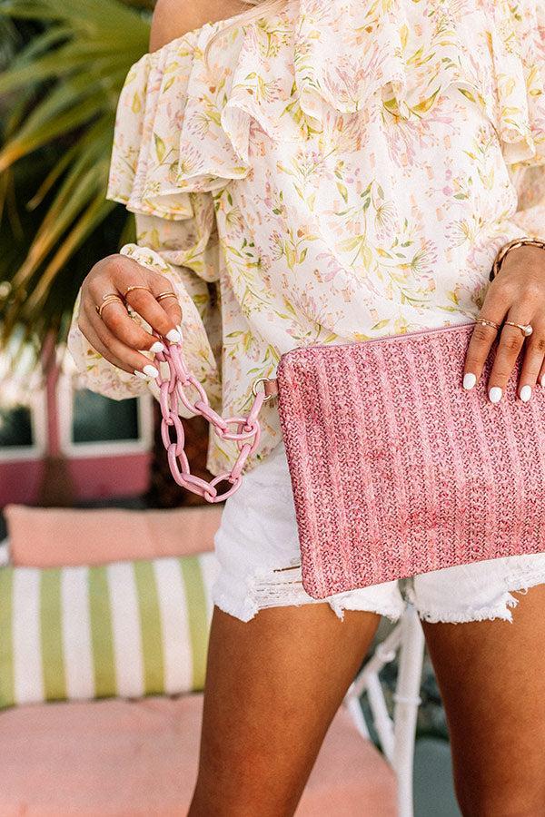 Waterfront Views Raffia Clutch In Blush Product Image