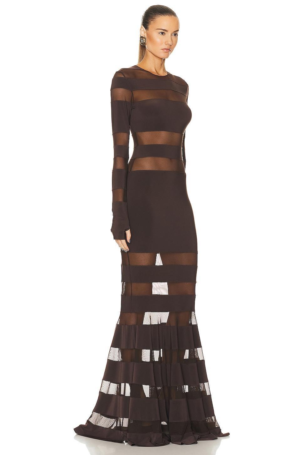 Norma Kamali Spliced Dress Fishtail Gown Brown. (also in L, M, S, XL). Product Image