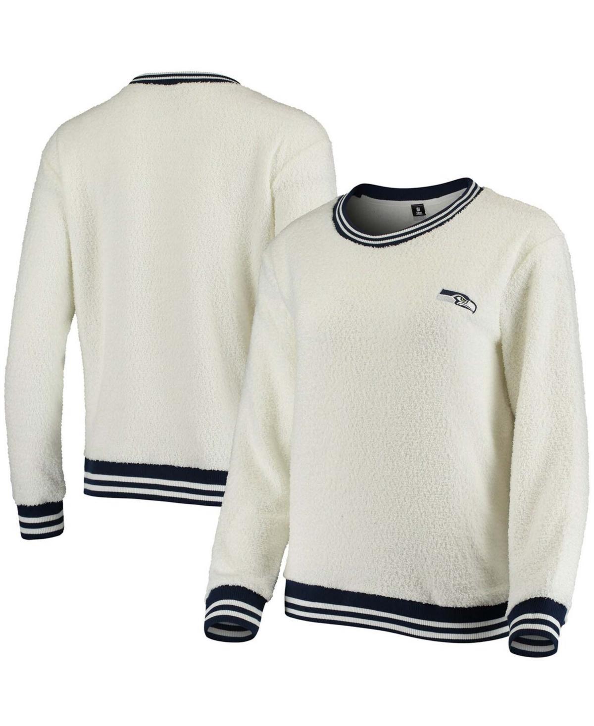 Womens Concepts Sport Cream/Navy Seattle Seahawks Granite Knit Pullover Sweatshirt Product Image