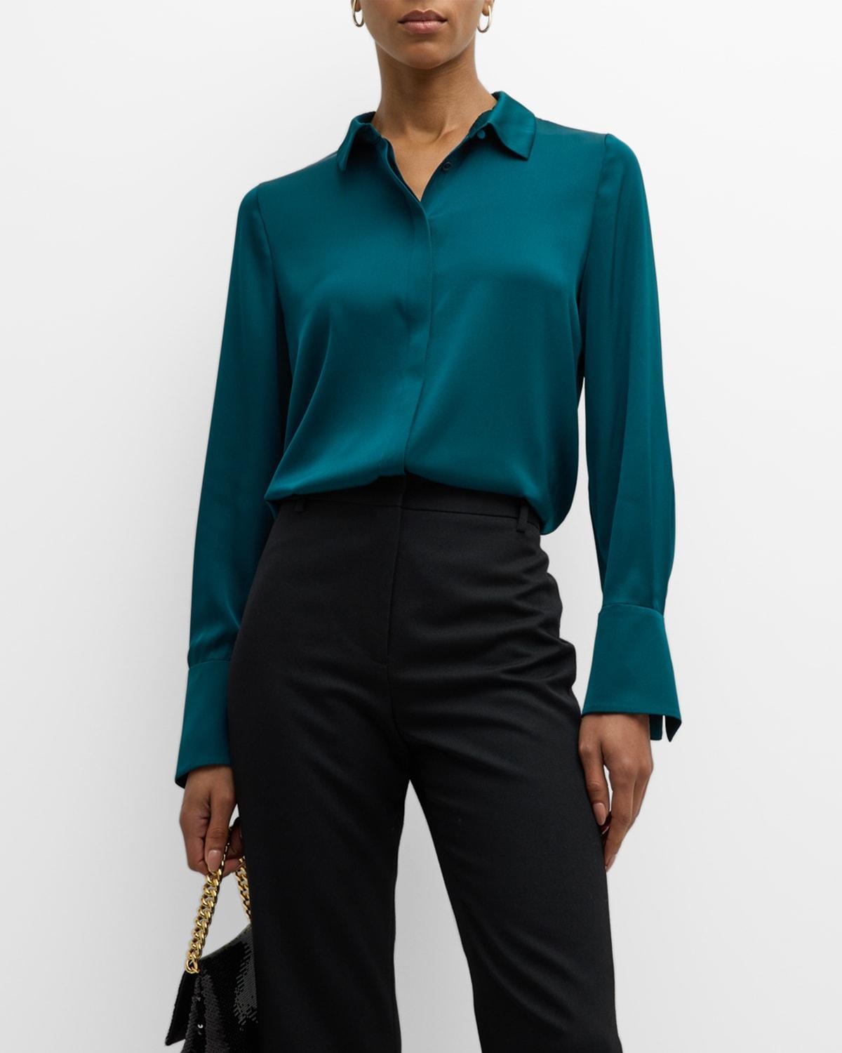 Womens Larissa Collared Silk-Blend Blouse Product Image