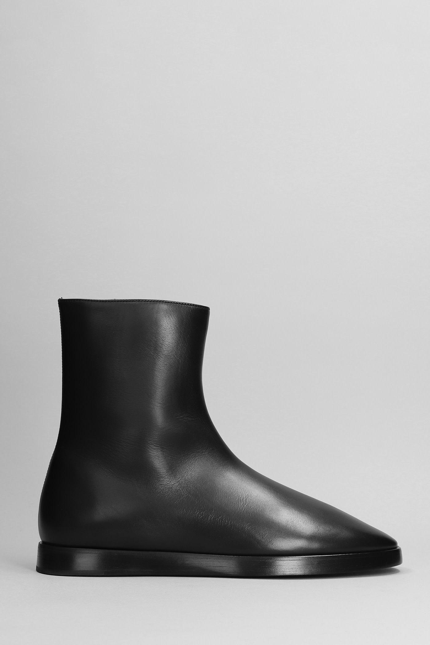 High Mule Ankle Boots In Black Leather Product Image