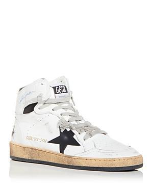 GOLDEN GOOSE Women's Sky Star High Top Sneakers In White Black Product Image