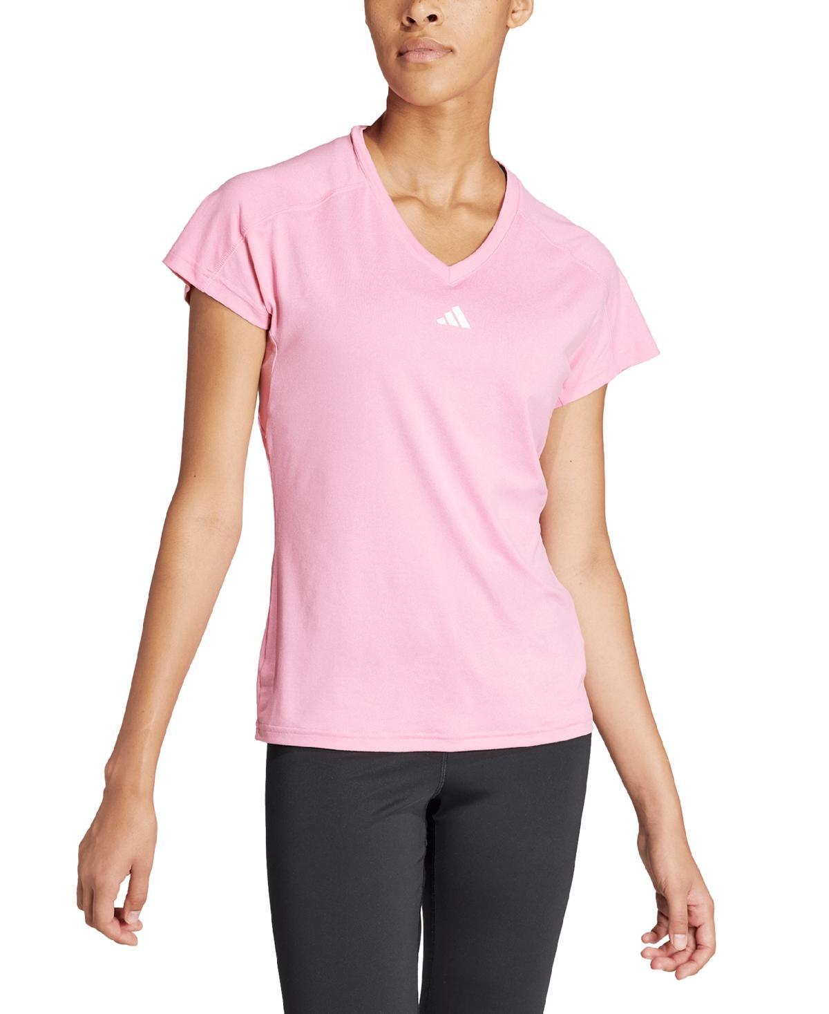 adidas Aeroready Train Essentials Minimal Branding V-Neck T-Shirt (Wonder Orchid) Women's Clothing Product Image