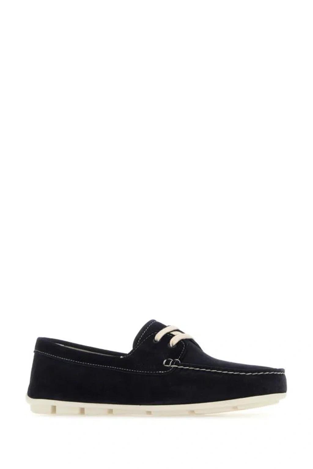 Midnight Blue Suede Driver Loafers Product Image