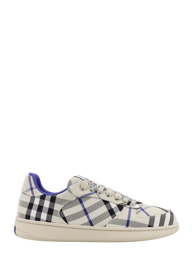 BURBERRY Canvas Sneakers With  Check Motif In Grigio Product Image