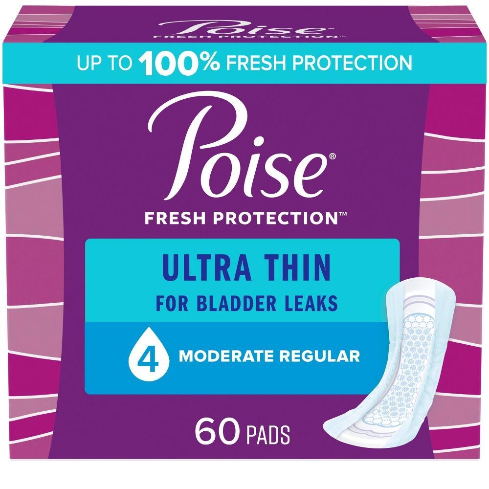 Poise Ultra Thin Postpartum Incontinence Pads for Women - Moderate Absorbency - Regular - 60ct Product Image