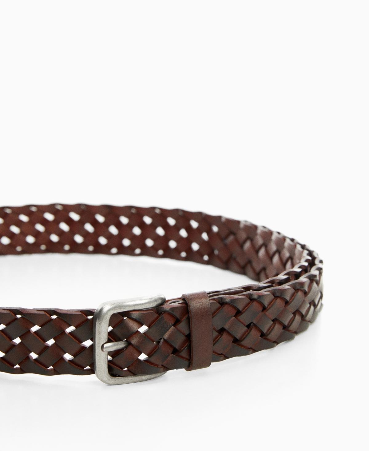 MANGO MAN - Braided leather belt brownMen Product Image