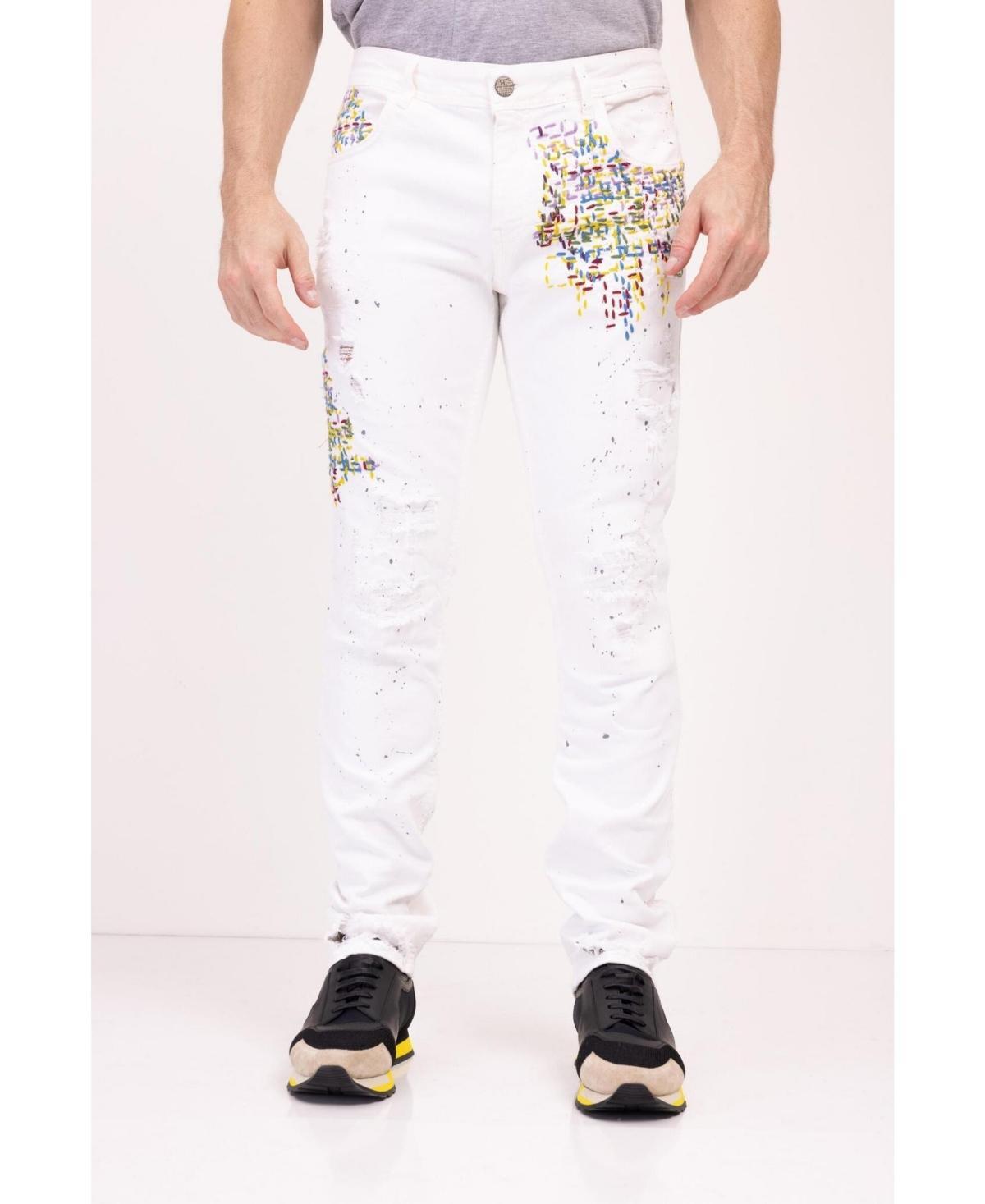 RON TOMSON Mens Embroidered Splatter Paint Jeans - Black Product Image