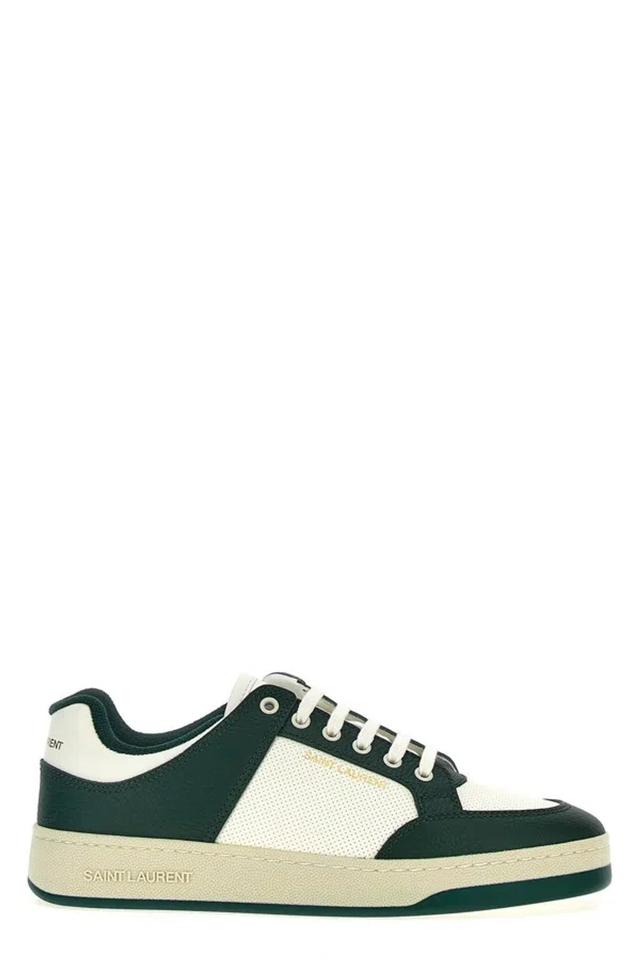 SAINT LAURENT Two-tone Leather Court Sl/61 Sneakers In Green Product Image