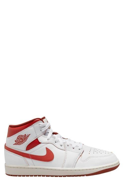 Jordan Mens Jordan Air Jordan 1 Mid SE - Mens Basketball Shoes White/Lobster/Dune Red Product Image