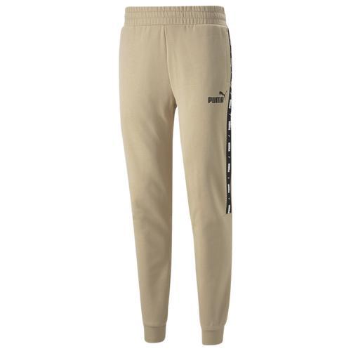 PUMA Mens Essential Tape Fleece Pants - Beige/White Product Image