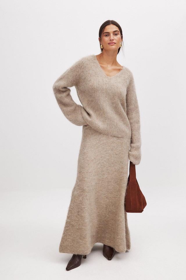 Wool Blend Knitted Maxi Skirt Product Image