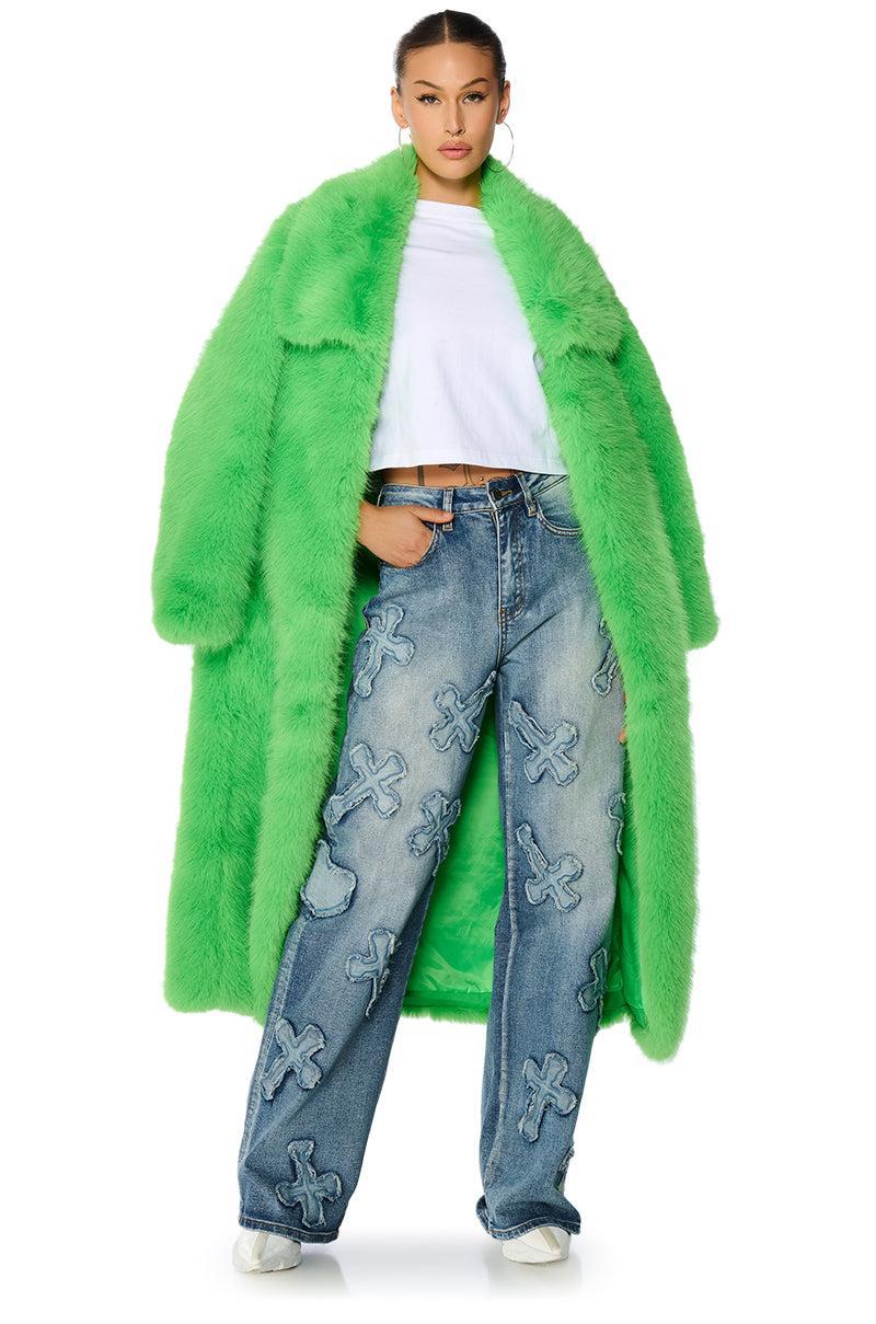 CADENCE FAUX FUR LONG JACKET Product Image