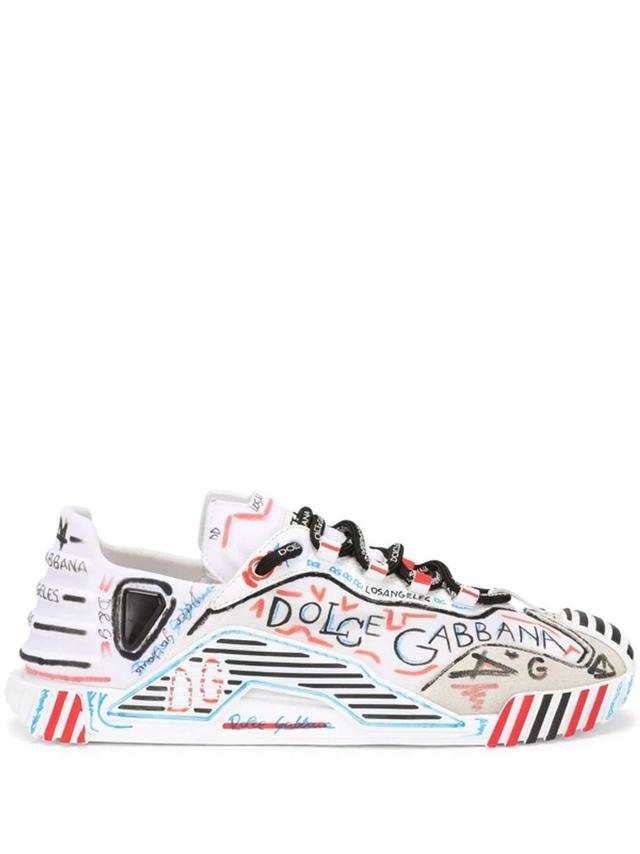 Graffiti Logo Print Sneakers In White Product Image