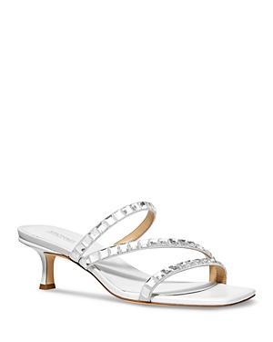 Michael Michael Kors Womens Celia Square Toe Crystal Strap Kitten Heel Sandals Product Image