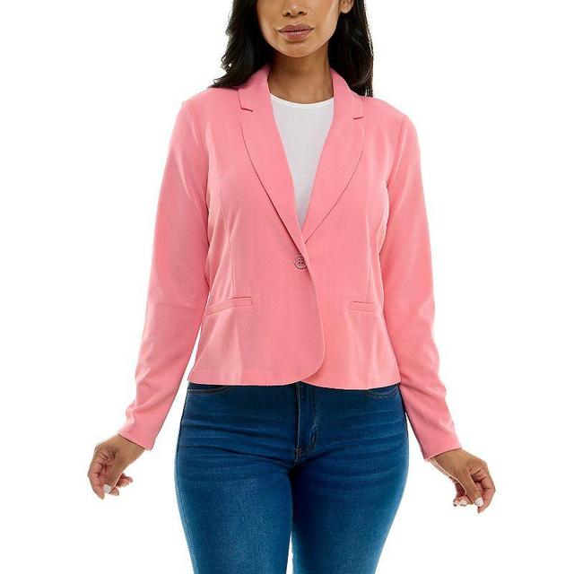 Womens Nina Leonard Single Button Cropped Blazer Pink Mist Product Image