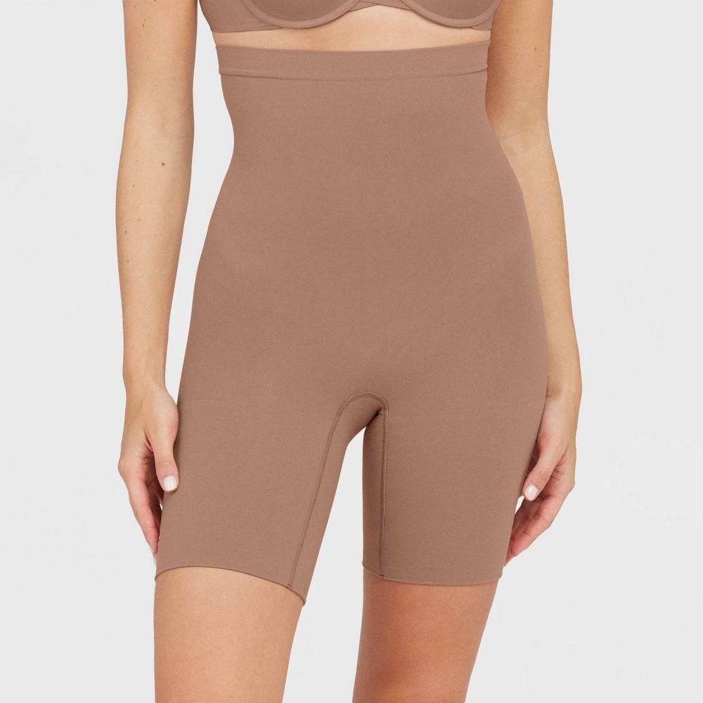 ASSETS by SPANX Womens High-Waist Mid-Thigh Super Control Shaper - Caf Au Lait 1 Product Image