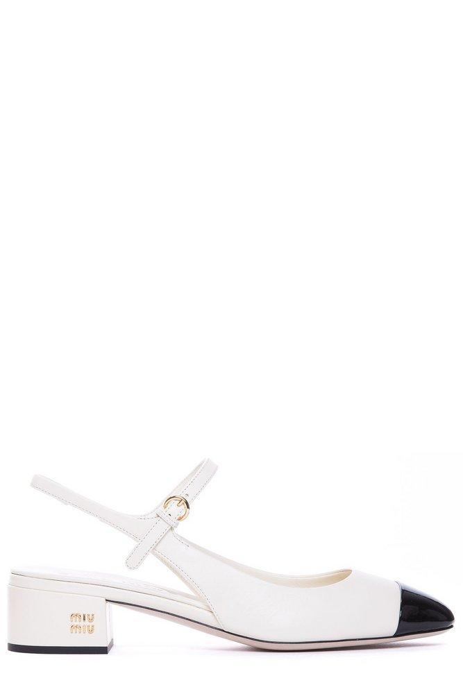 35mm Leather Slingback Pumps In White Product Image