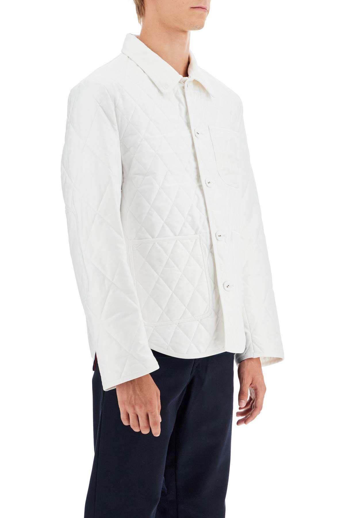 THOM BROWNE Rwb Stripe Detailed Quilted Down Jacket In White Product Image