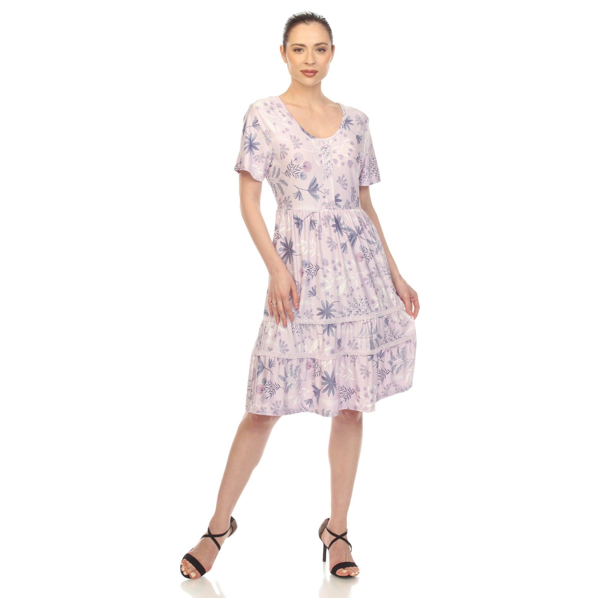 Floral Short Sleeve Knee Length Dress Product Image