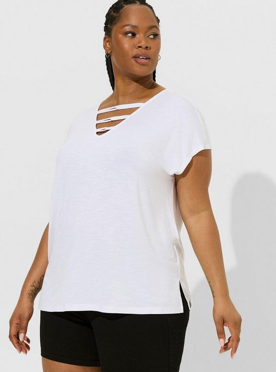 Slub V-Neck Twist Dolman Tee Product Image