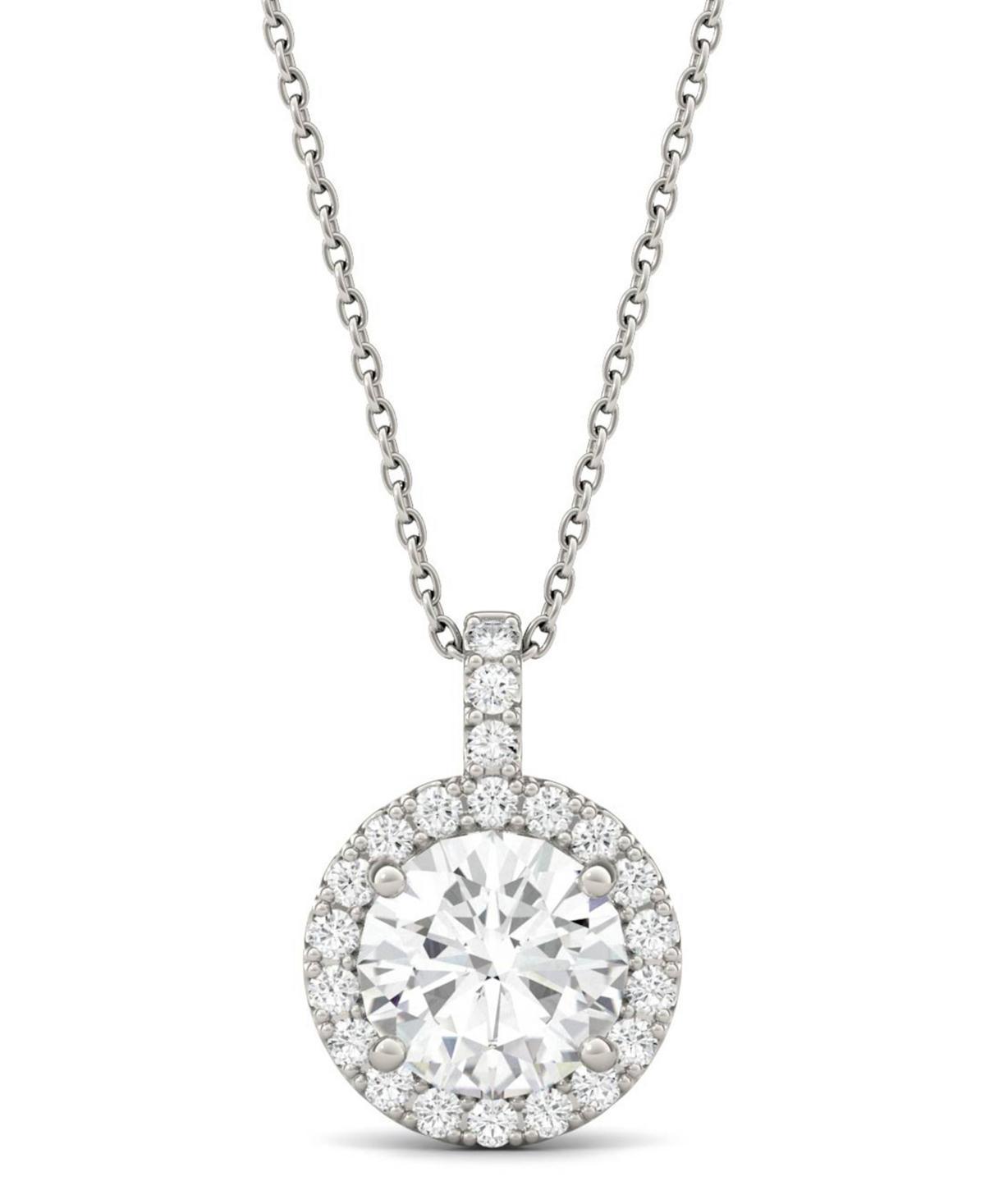 Moissanite Round Halo Pendant (2-1/5 ct. t.w. Diamond Equivalent) in 14k White Gold Product Image