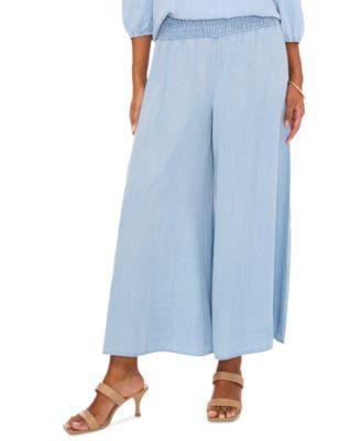 Petite Pilazzo Smocked-Waist Wide-Leg Pants Product Image