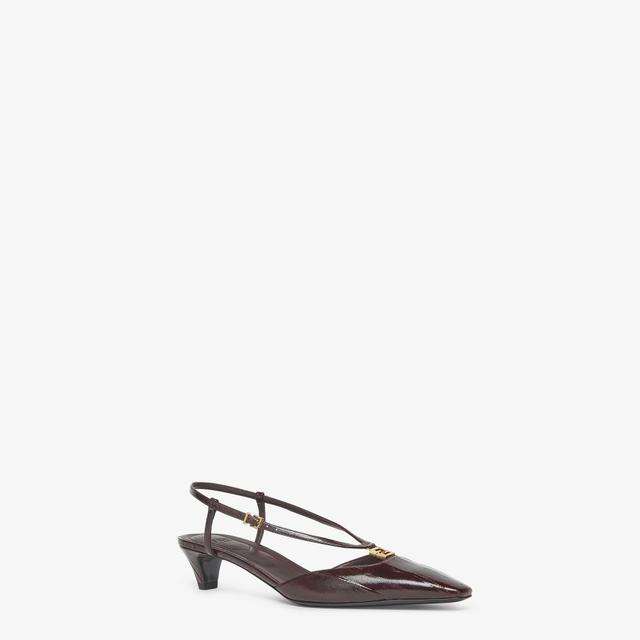 Fendi FFoldBrown eel leather low-heeled slingbacks Product Image