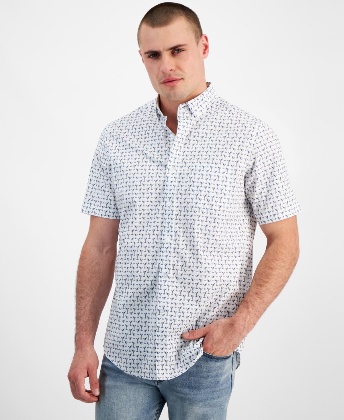 Club Room Mens Martini Glass Regular-Fit Printed Button-Down Poplin Shirt, Created for Macys Product Image