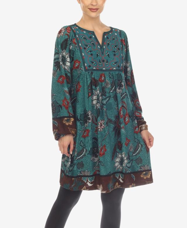 White Mark Womens Paisley Flower Embroidered Sweater Dress - Gray Product Image