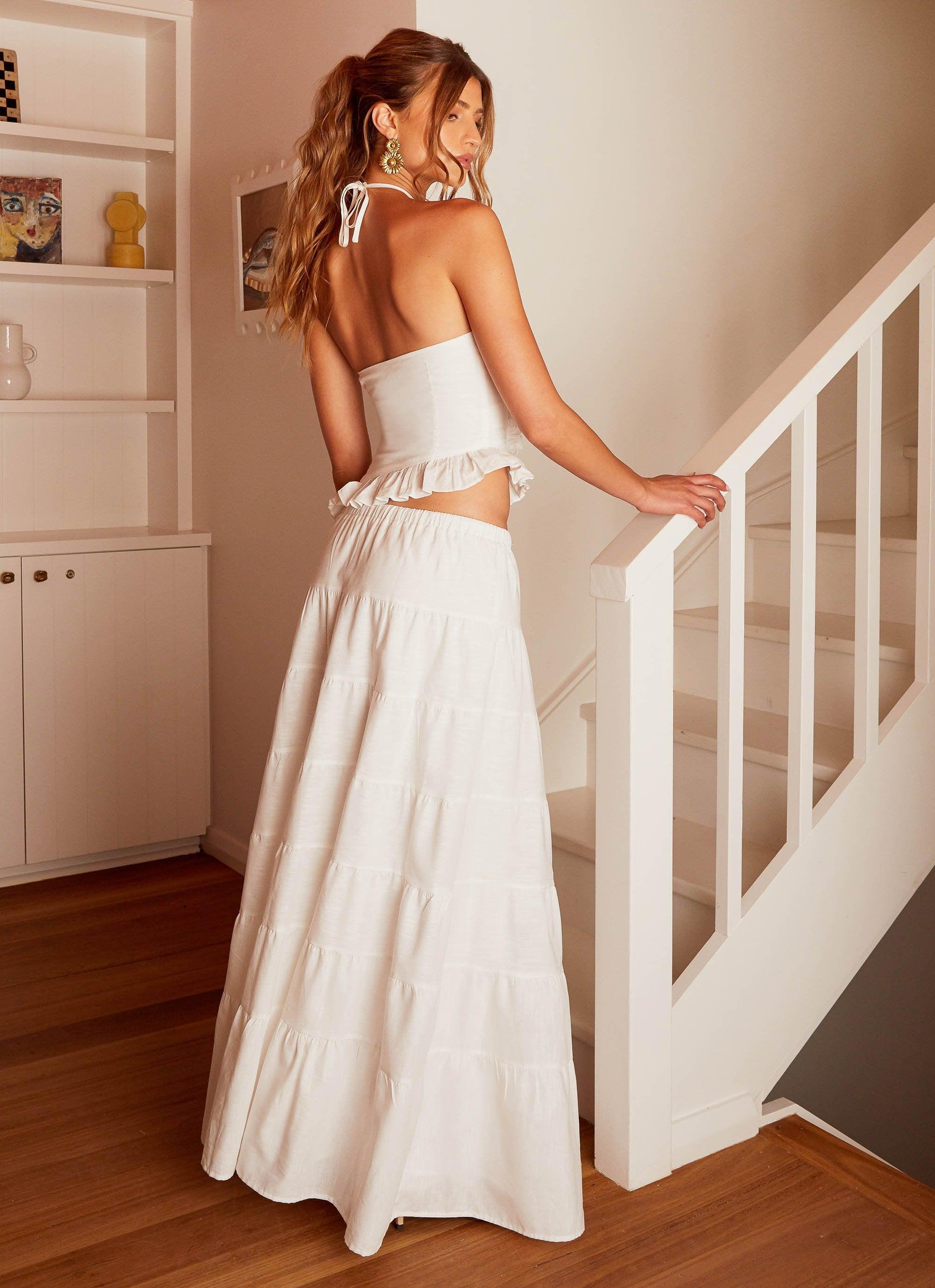 Mariella Linen Maxi Skirt - White Product Image