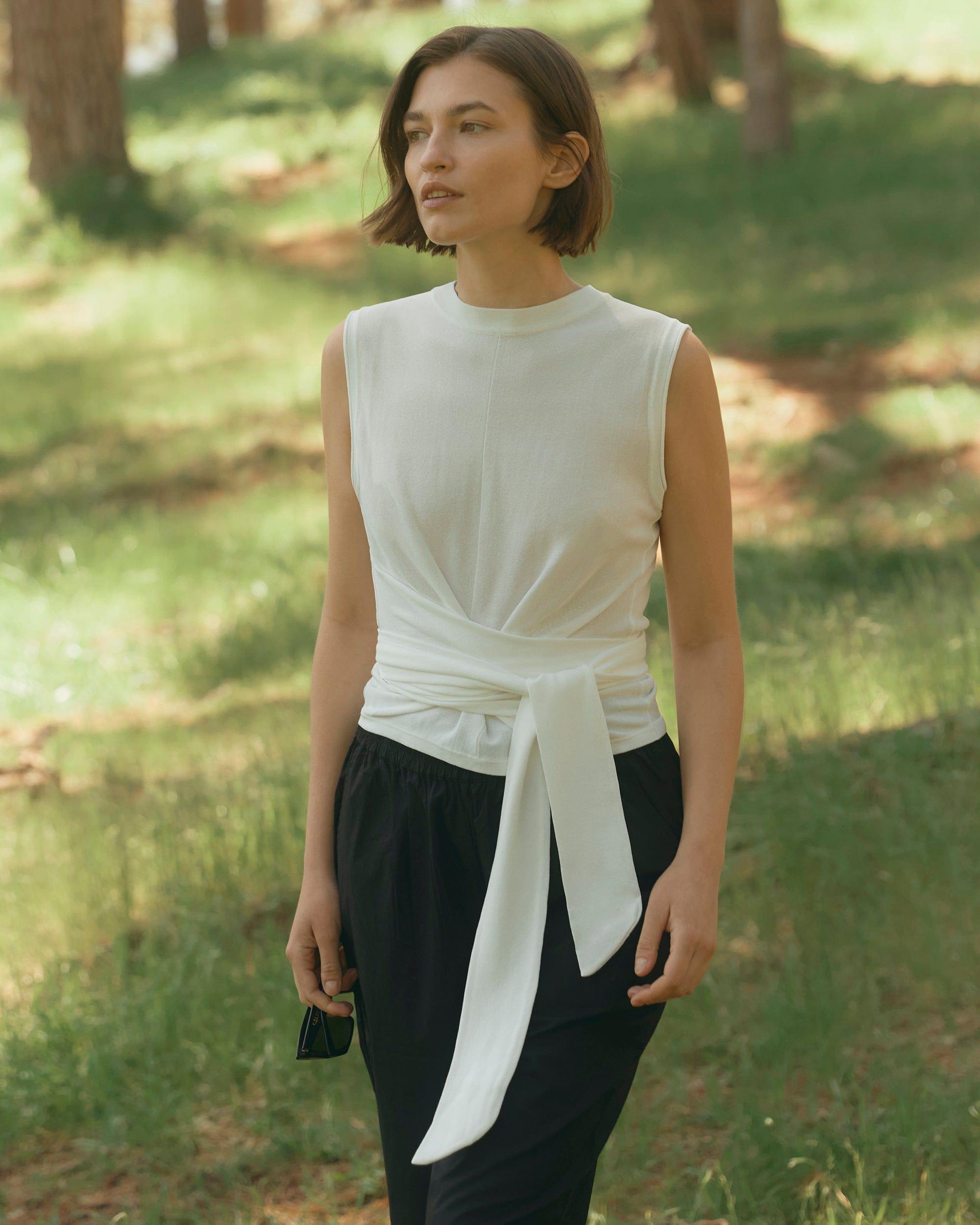 Rumi Cropped Sleeveless Wrap Top Product Image