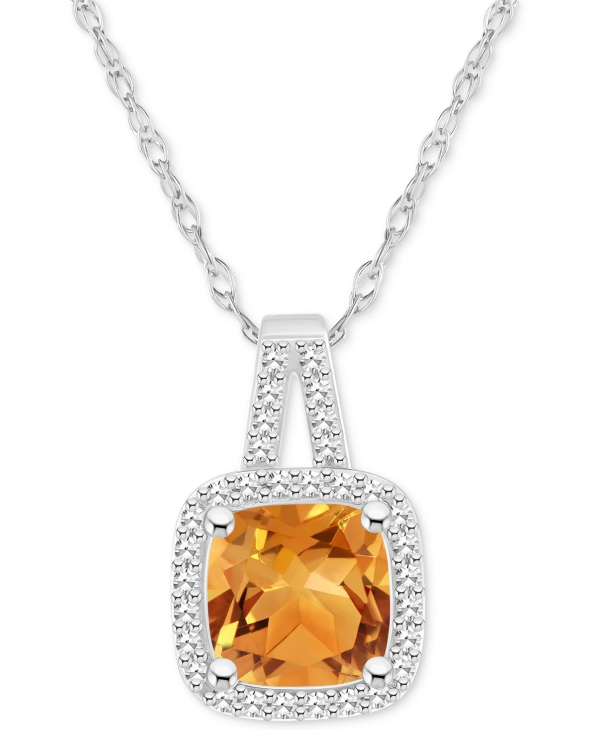 Celebration Gems Sterling Silver 7 mm Cushion Gemstone & 1/6 Carat T.W. Diamond Halo Pendant Necklace, Womens Red Product Image