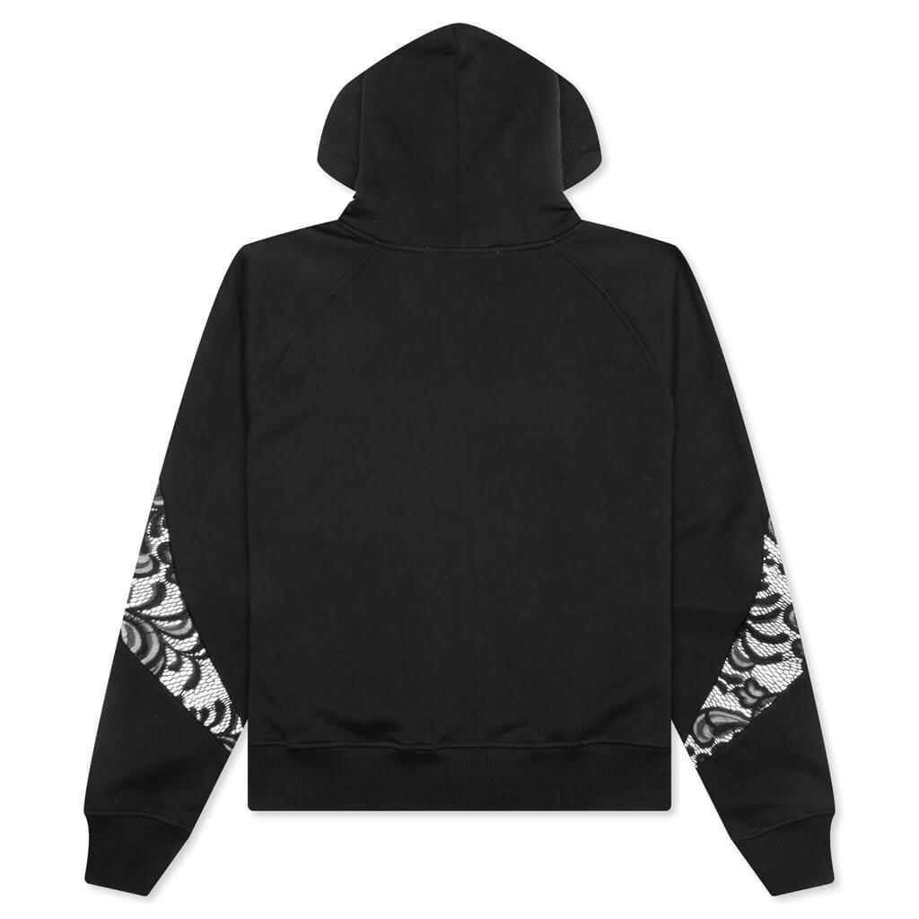 Lace Panel Hoodie - Black Male Product Image