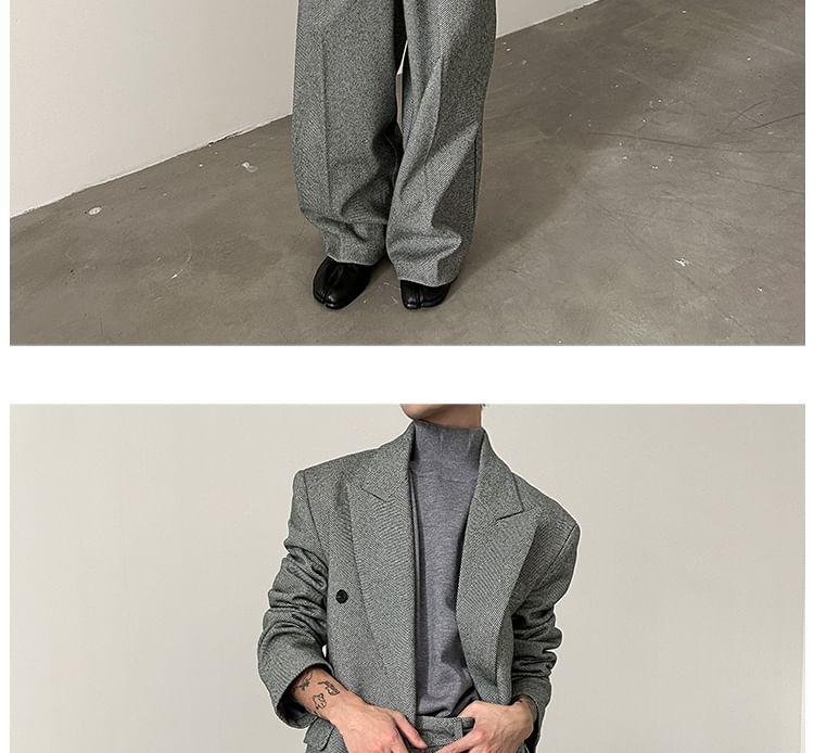 Peak Lapel Double-Breasted Blazer / Low Rise Wide Leg Dress Pants Product Image