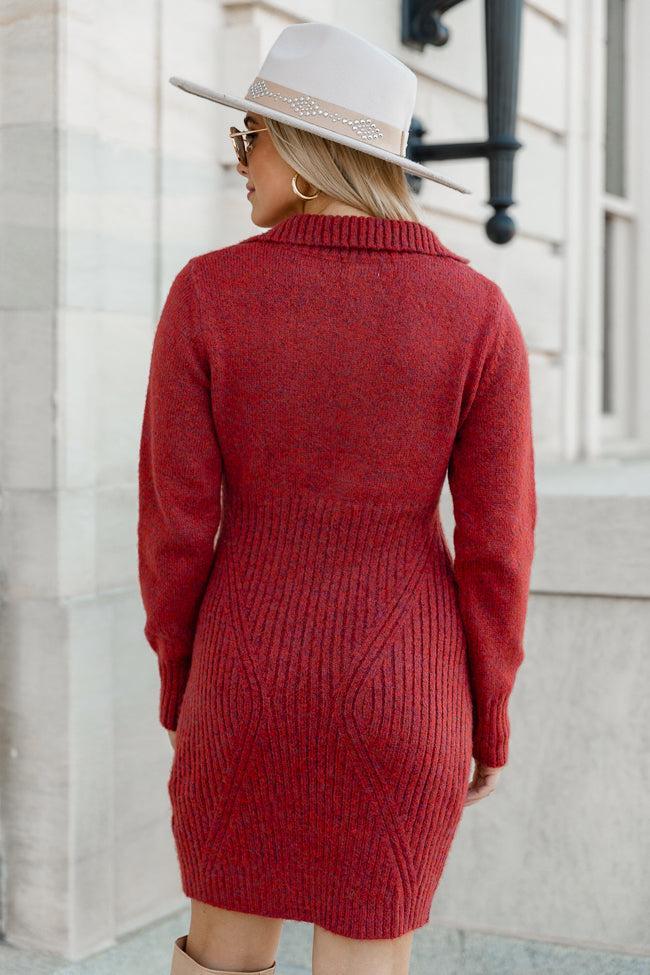 Blessing In Disguise Red Quarter Zip Sweater Mini Dress Product Image