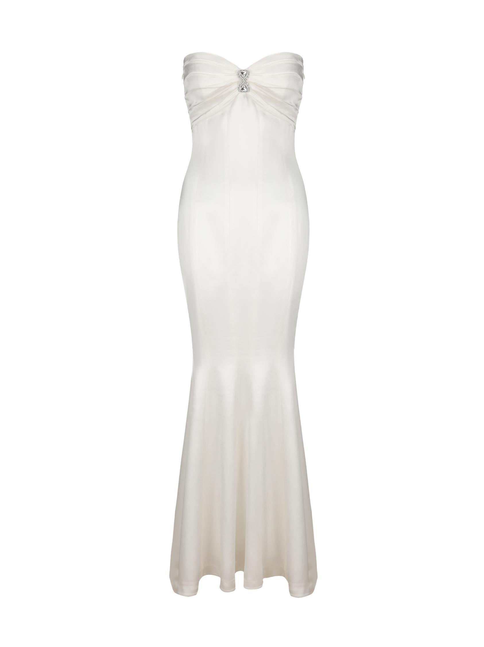 Aurora Satin Dress (White) Product Image