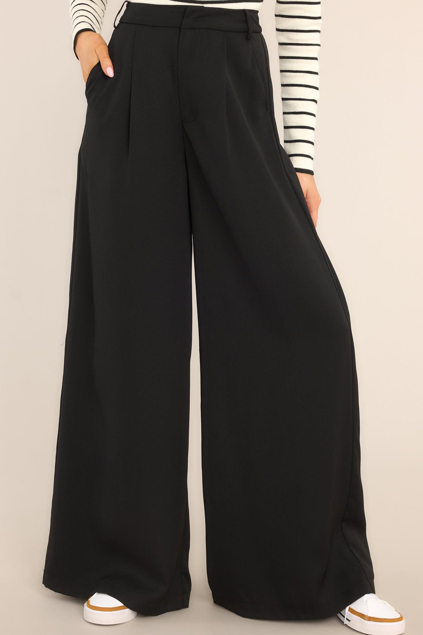 Office Chic Black Wide Leg Pants Product Image