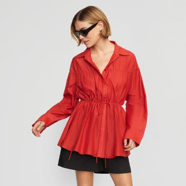 Kia Tie-Front Cotton-Silk Tunic Blouse Product Image