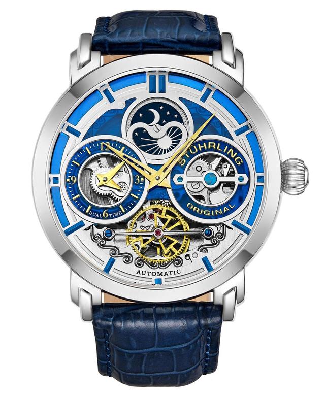 Stuhrling Mens Blue Leather Strap Watch 54mm Product Image