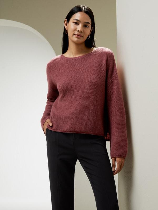 Relaxed Fit Drop-Shoulder Silk Cashmere Blend Sweatshirt Product Image