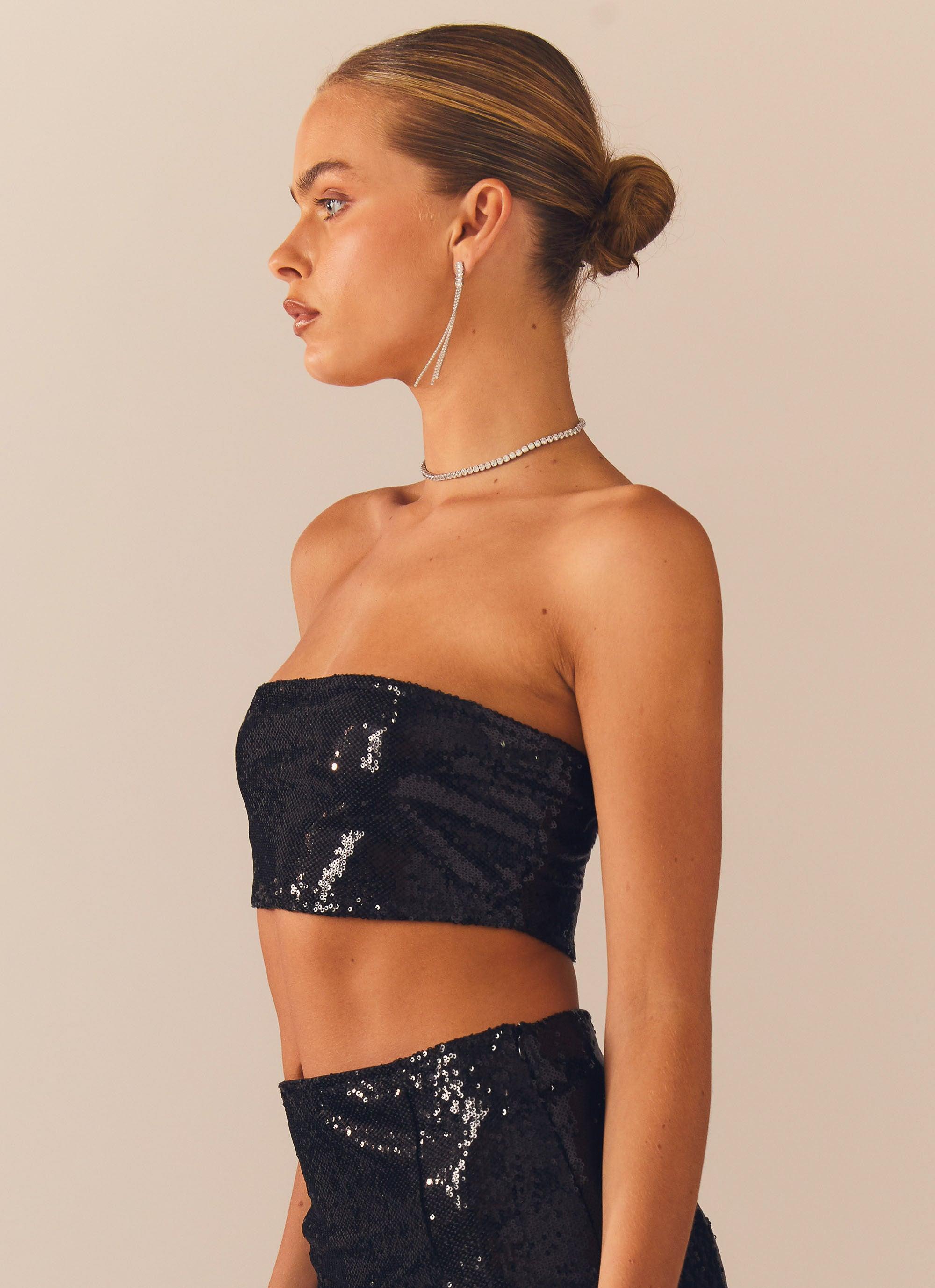 Emma Sequin Bustier - Black Product Image