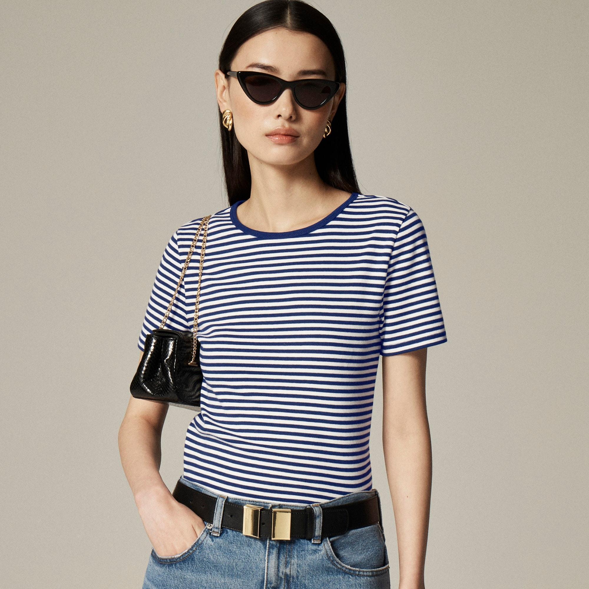 New perfect-fit short-sleeve T-shirt in stripe Product Image