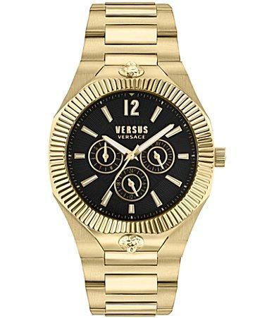 Versace Versus Versace Mens Echo Park Multifunction Gold Stainless Steel Black Bracelet Watch Product Image