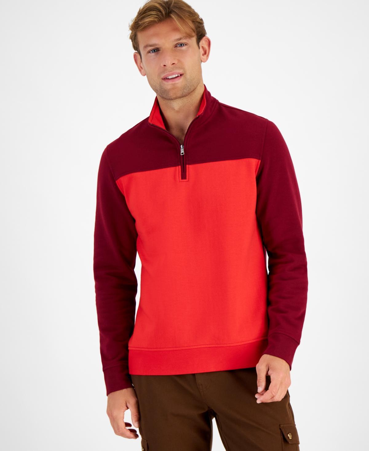 Club Room Mens Colorblocked Quarter-Zip Fleece Sweater, Created for Macys Product Image