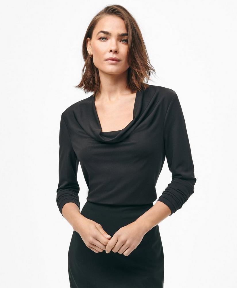 Cowl Neck Long-Sleeve Top in Ponte Knit Product Image